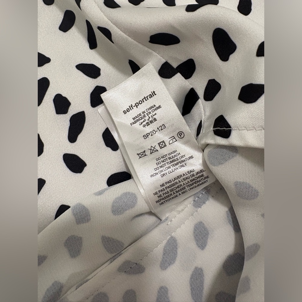 Self-Portrait Polka Dot Ruffled Satin Blouse Size 2 - Picture 10 of 11